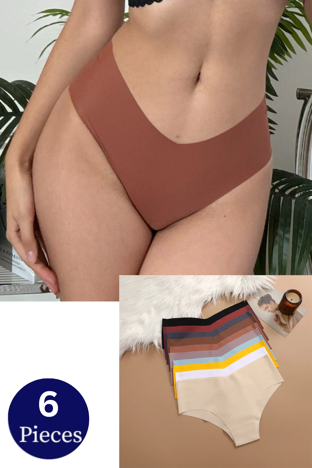 6PCS Set Ultra-Thin Ice Silk Panty – Sexy V-Waist, Seamless & Comfortable Fit