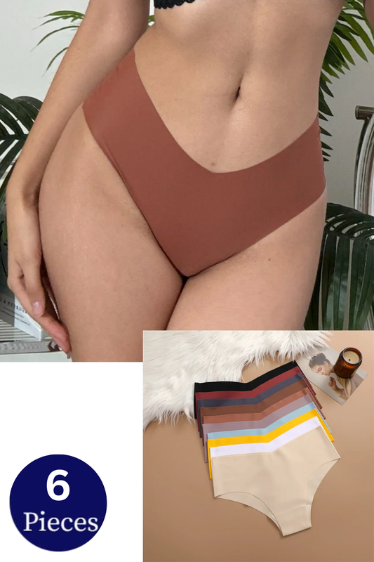 6PCS Set Ultra-Thin Ice Silk Panty  – Sexy V-Waist, Seamless & Comfortable Fit