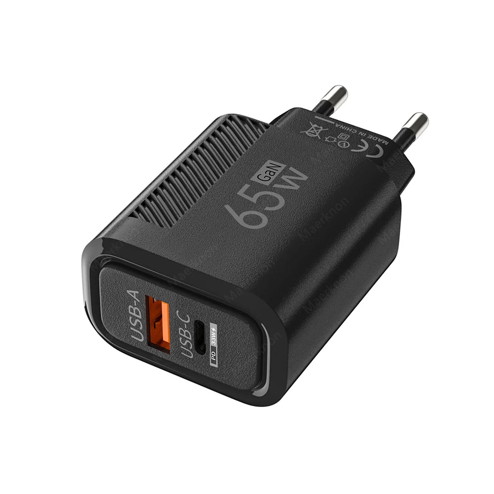 65W GaN USB C Fast Charger – Quick Charge Adapter for iPhone, Samsung, Xiaomi (EU/US Plug)