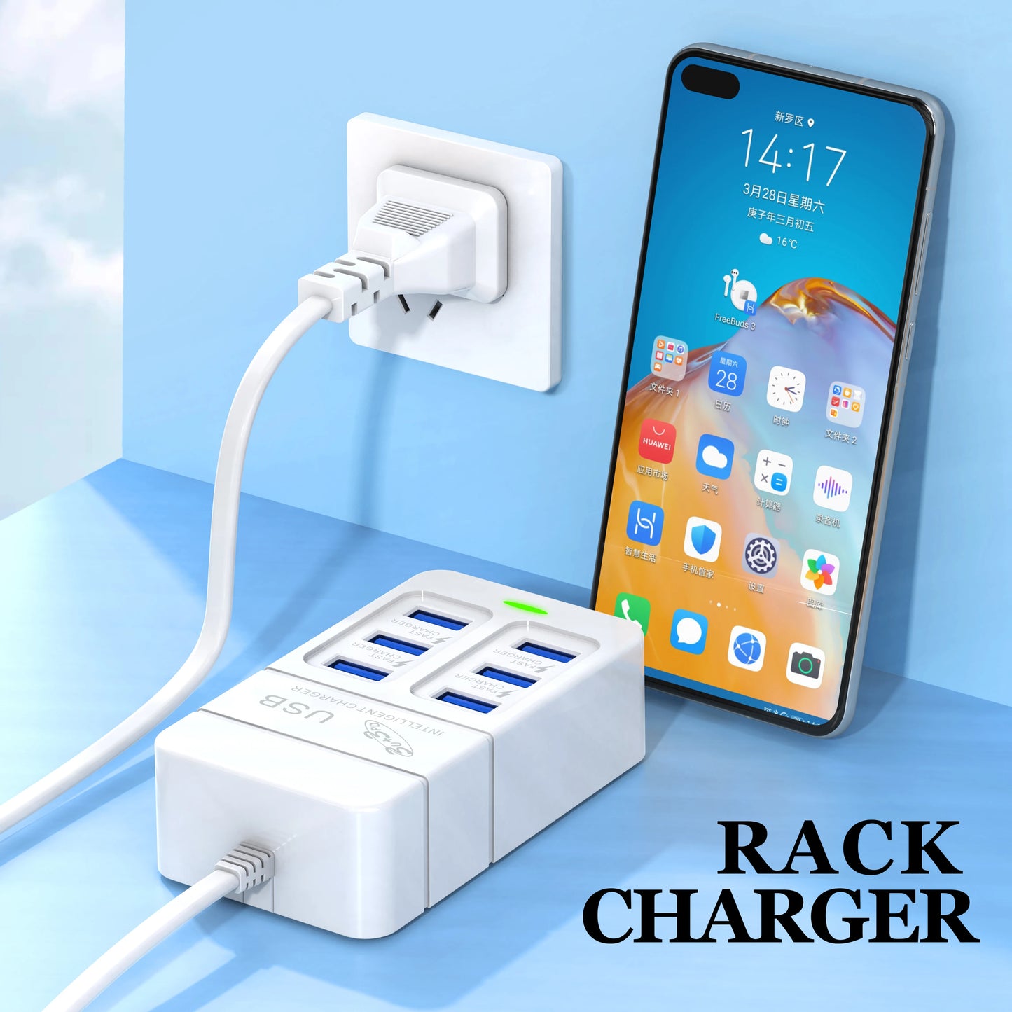 6-in-1 USB Wall Charger | 35W PD Fast Charging Hub with Type-C & QC 3.0 Ports
