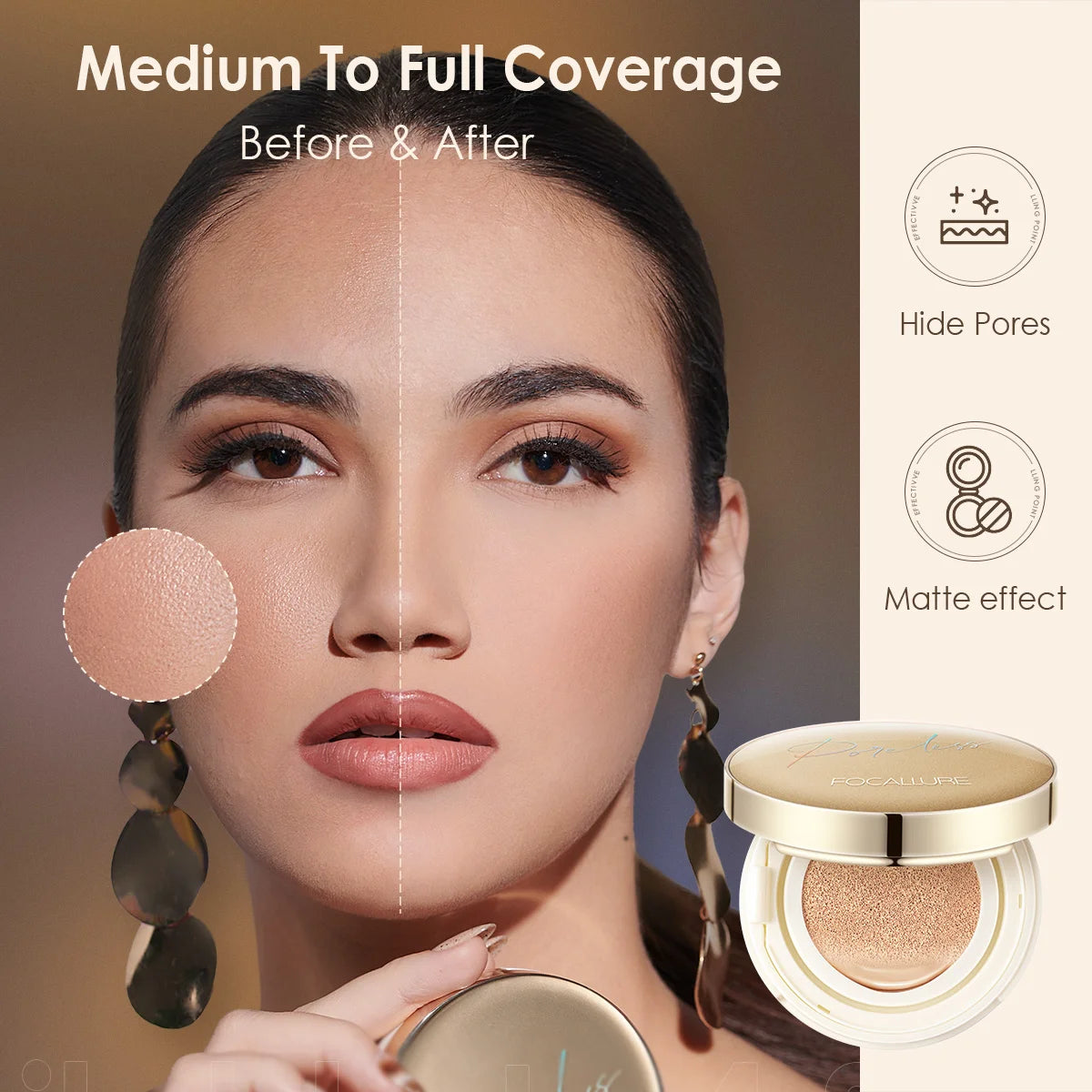 FOCALLURE Air Cushion Poreless BB Cream Foundation