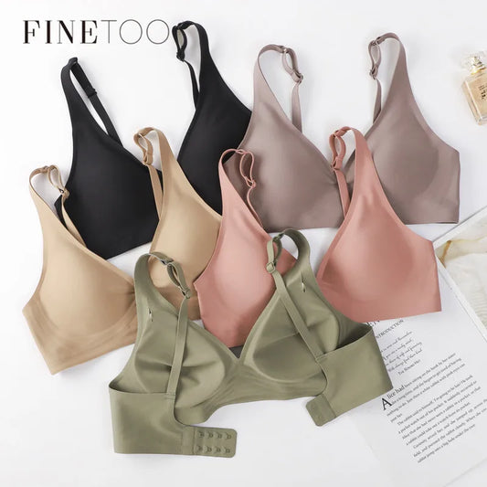 Soft Wireless Deep V Bra – Seamless Padded Comfort Bralette S-XL
