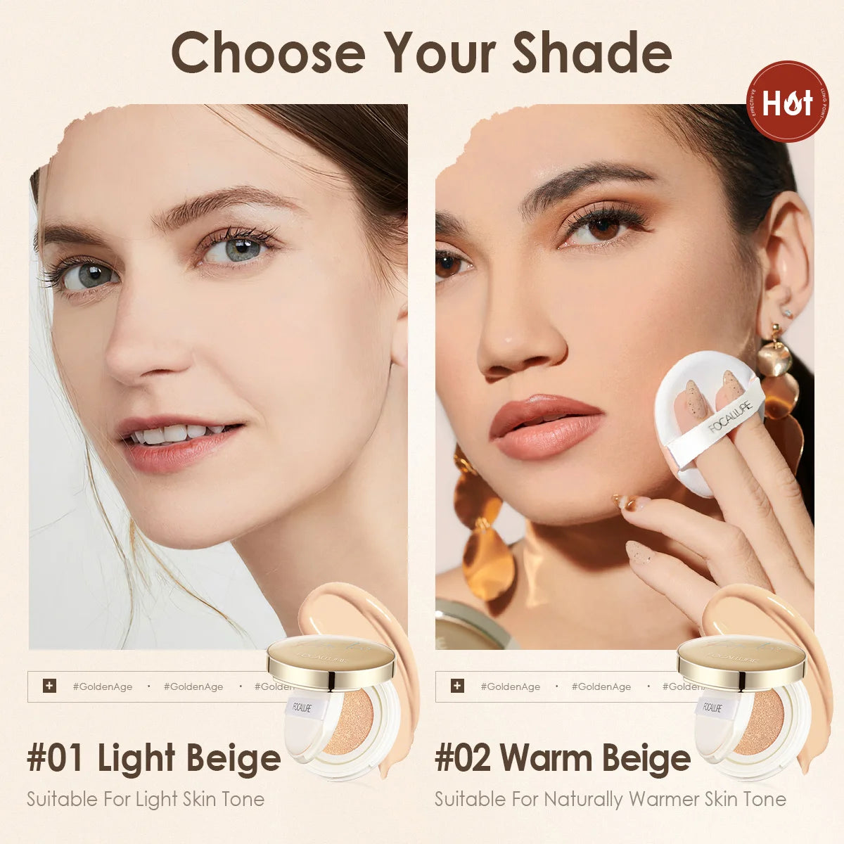 FOCALLURE Air Cushion Poreless BB Cream Foundation