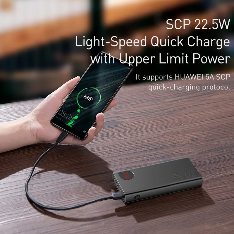 Baseus 20000mAh Power Bank 22.5W Fast Charging Type-C External Battery for Smartphones , Laptops & Tablets