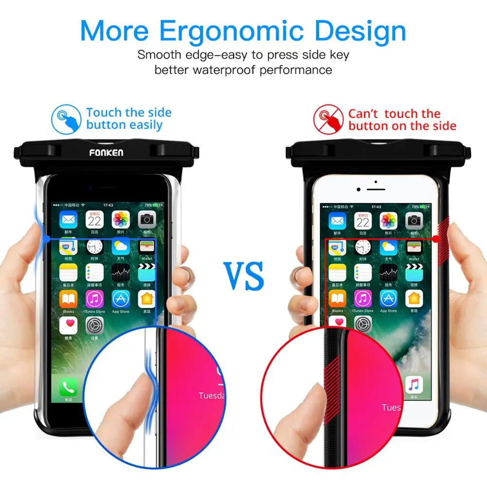 FONKEN Full View Waterproof Phone Case – Underwater & Snowproof Dry Bag for Swimming & Outdoor Use