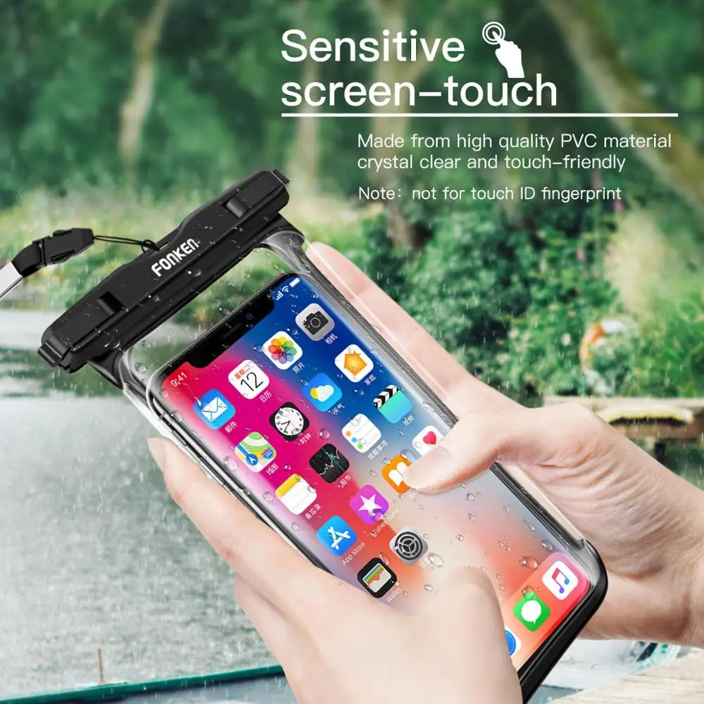 FONKEN Full View Waterproof Phone Case – Underwater & Snowproof Dry Bag for Swimming & Outdoor Use