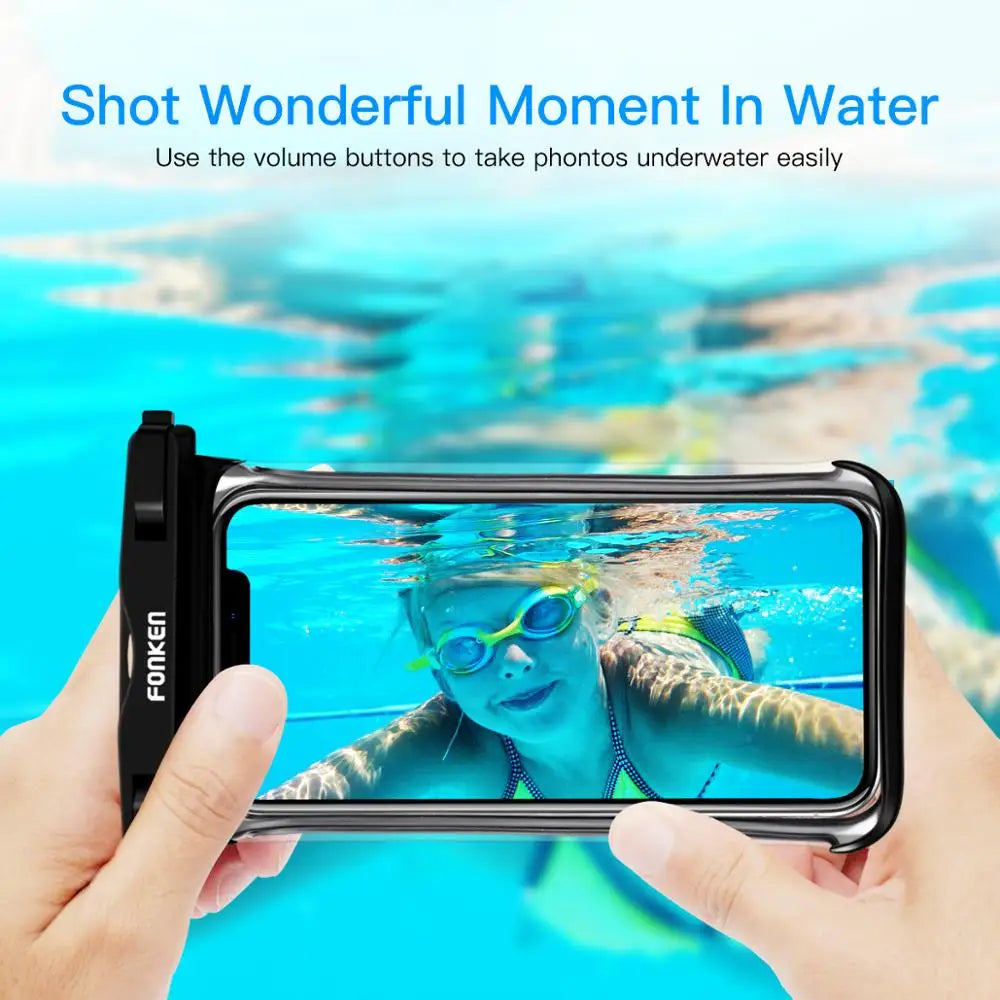 FONKEN Full View Waterproof Phone Case – Underwater & Snowproof Dry Bag for Swimming & Outdoor Use