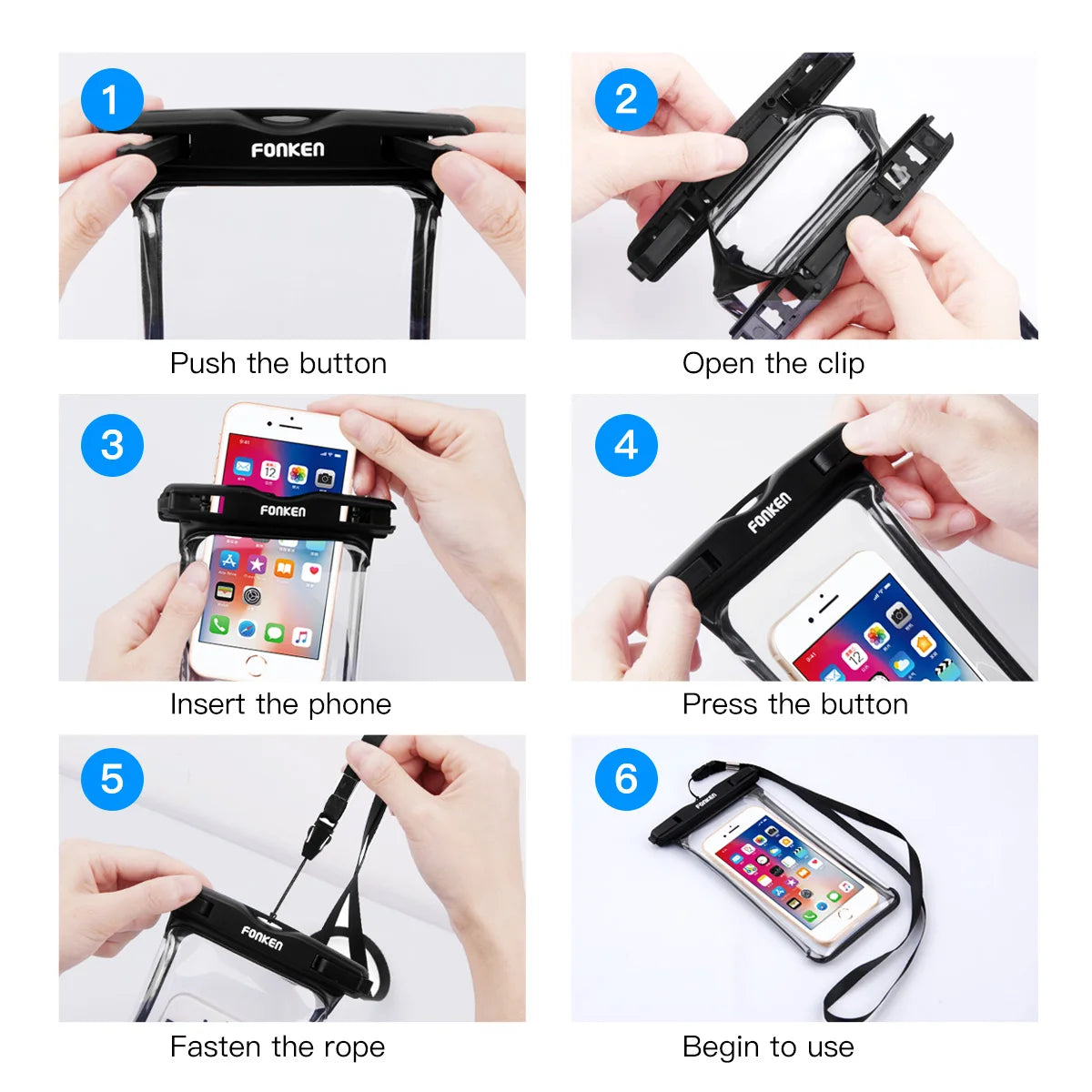 FONKEN Full View Waterproof Phone Case – Underwater & Snowproof Dry Bag for Swimming & Outdoor Use