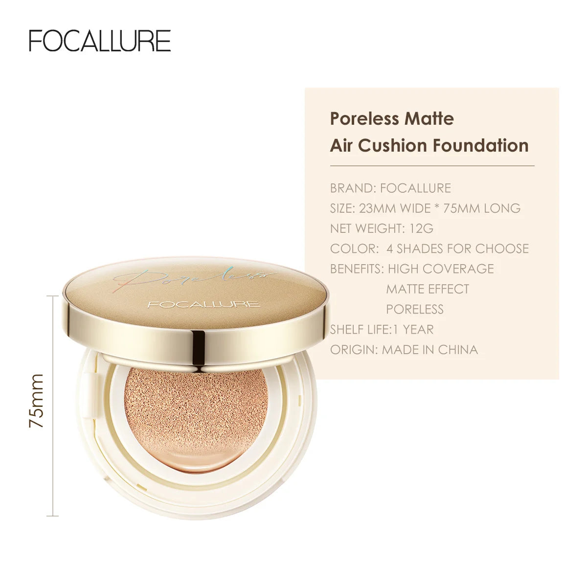 FOCALLURE Air Cushion Poreless BB Cream Foundation