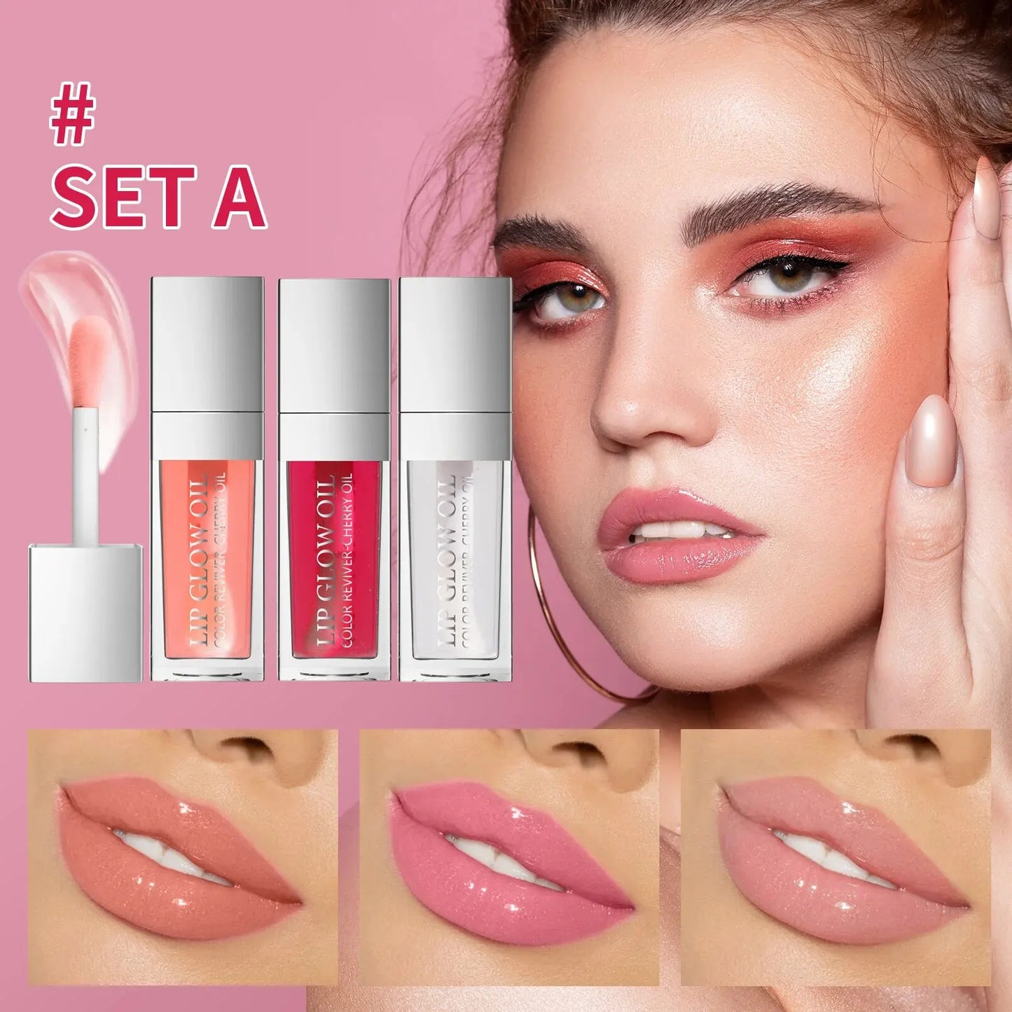 Crystal Jelly Lip Gloss Oil 3pc Set β Hydrating, Plumping & Glossy Perfection