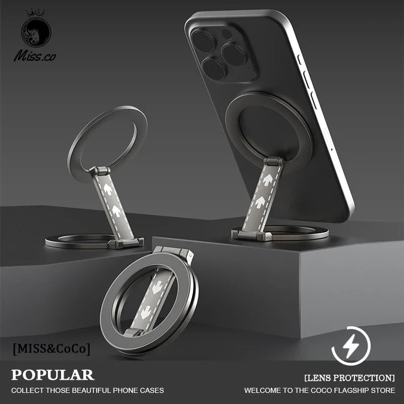MagSafe Magnetic Phone Ring Stand – 360° Kickstand Grip for iPhone & Android