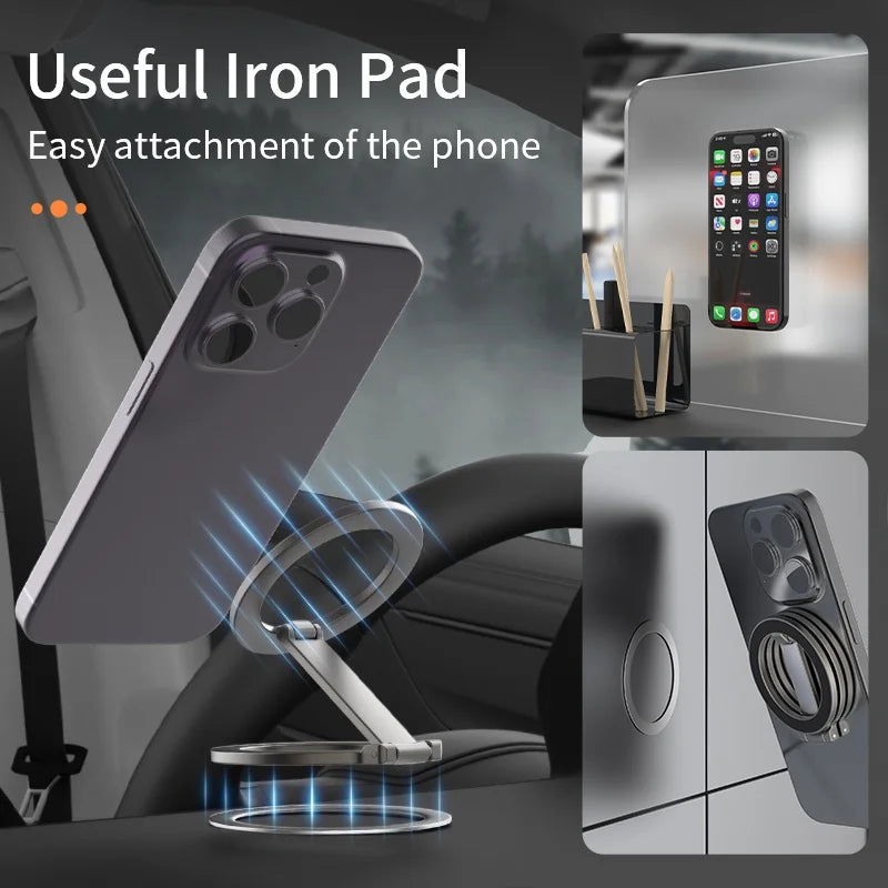 2-in-1 Foldable Magsafe Magnetic Phone Holder – Gym, Car & More!