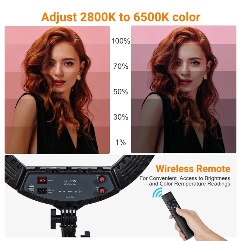 18 inch LED Ring Light with Tripod – 55W Dimmable for Makeup, Vlogging & Photography
