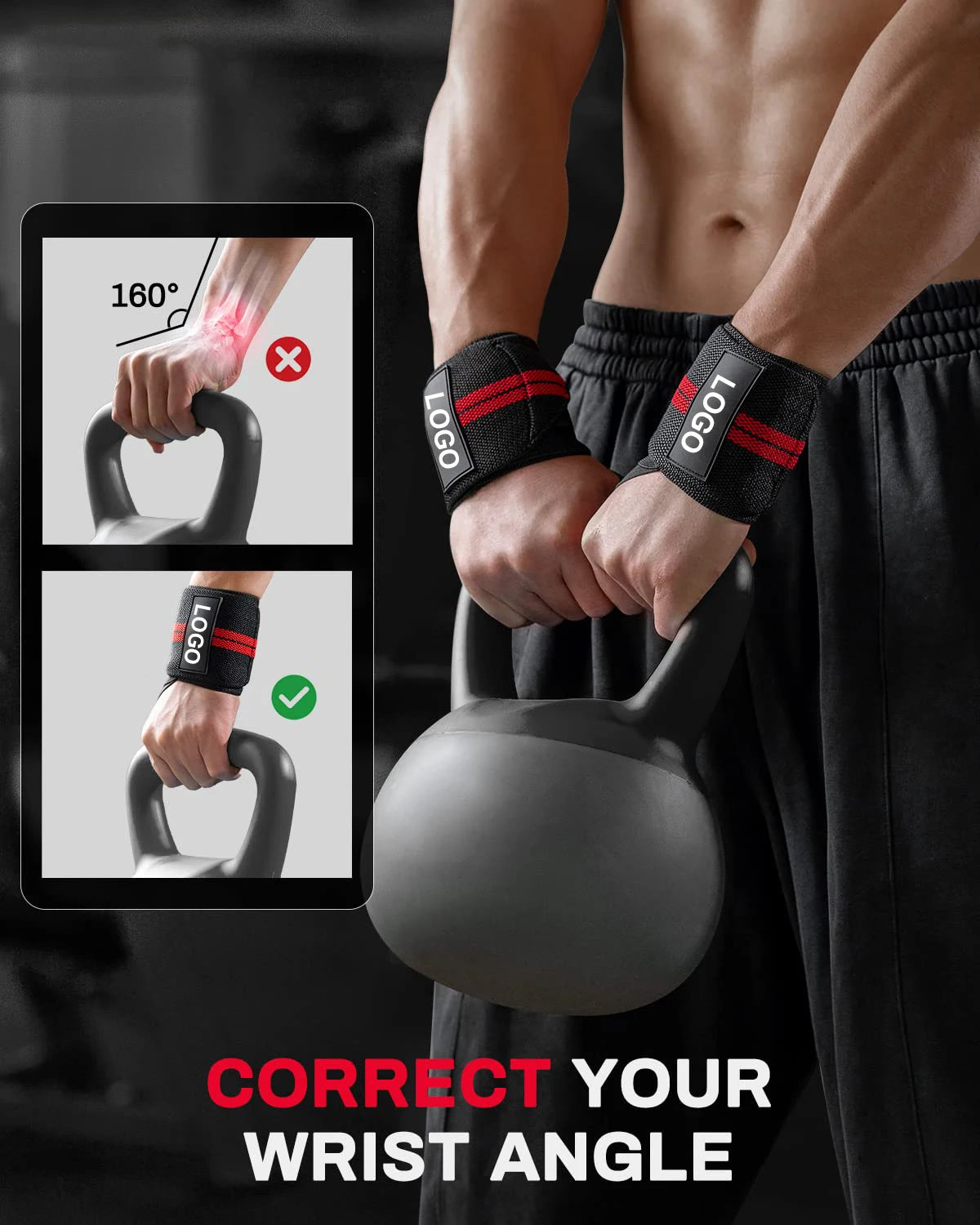 1 Pair Premium Wrist Support Brace Wraps – Extra Strength for Weightlifting & Gym Training