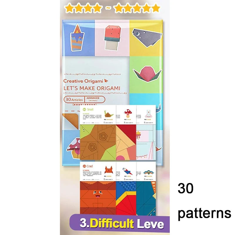 Origami Paper Craft Kit for Kids – DIY Paper Folding Set with Book & 30/96 Sheets