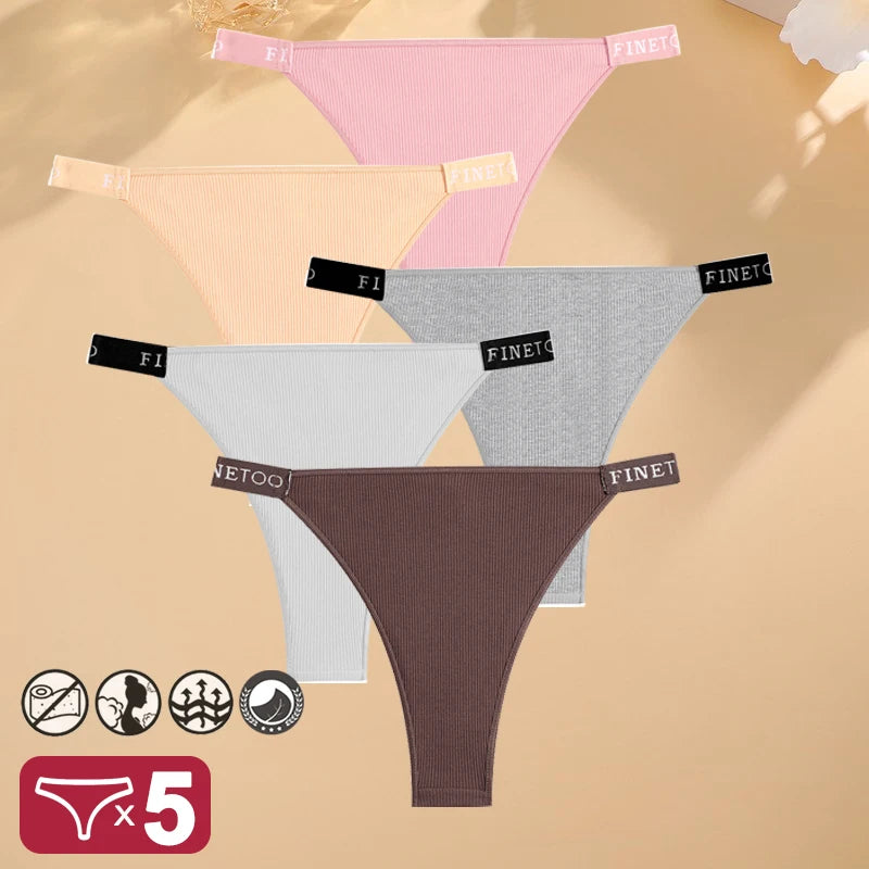 5PCS Set Low-Waist Cotton Panty – Comfortable & Stylish Lingerie Set