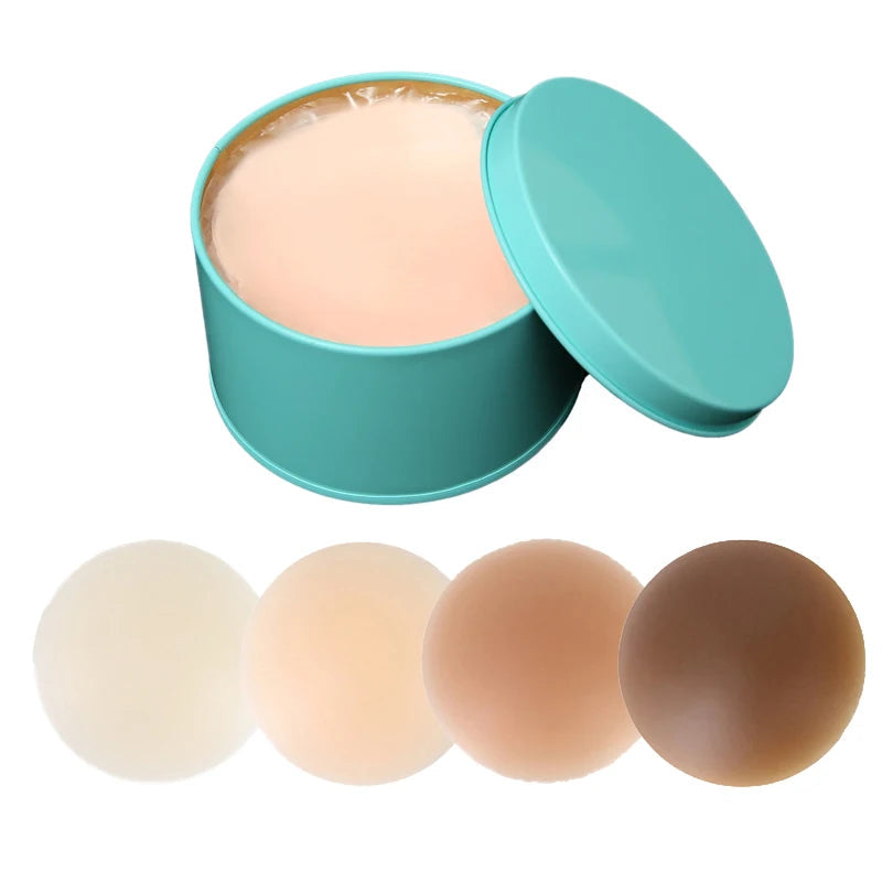 Nipple Cover -4 Pairs Ultra-Thin Sticky Adhesive Reusable Silicone Nipple Pasties With Box
