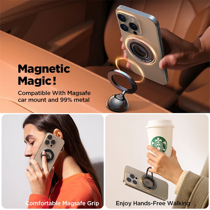 MagSafe Silicone Phone Ring Grip & Kickstand – Magnetic Holder for 4.7-7" Phones