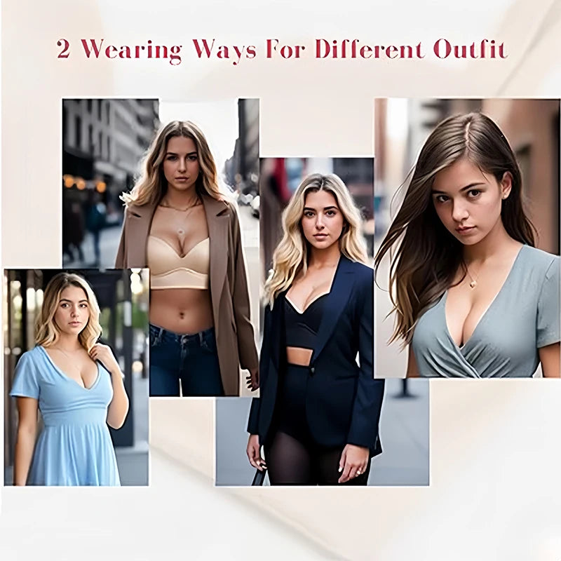 Deep Cup Bra Hide Back Fat Push Up Bra (Black)