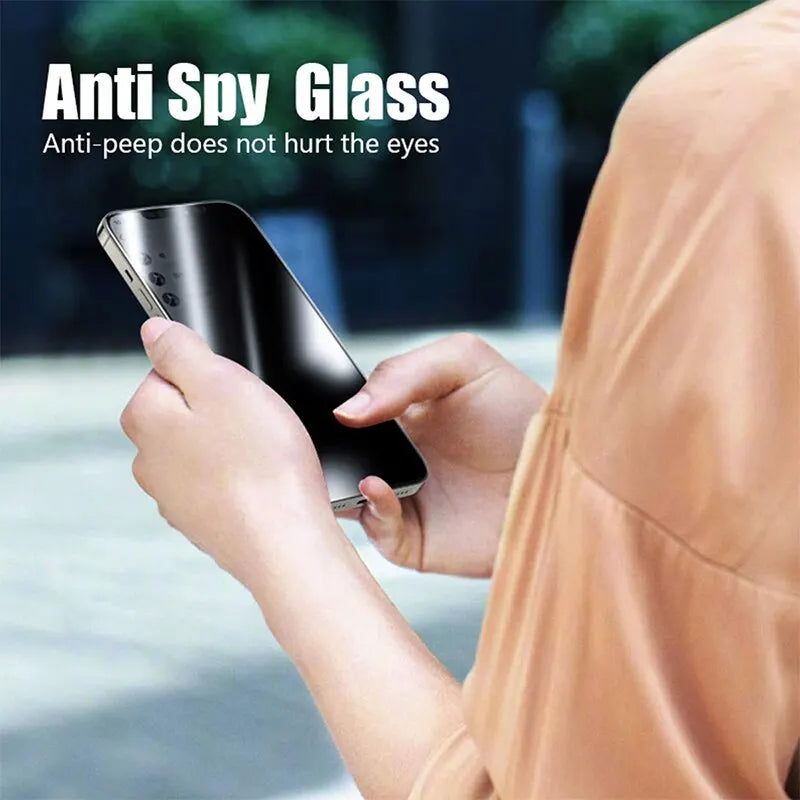 4PCS Privacy Screen Protector for iPhone 16/1514/13/12/11 Pro Max – Anti-Spy Tempered Glass