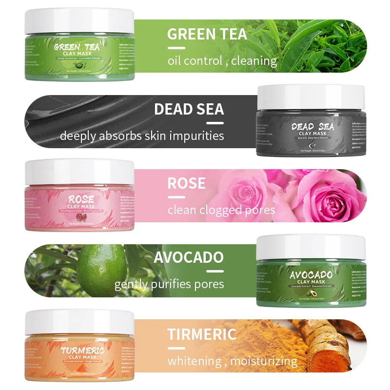 Turmeric, Green Tea, Rose & Avocado Clay Mask β Deep Cleansing & Hydrating Skincare