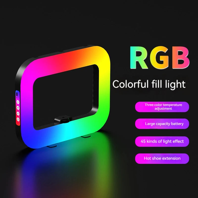 Portable Rabbit Cage Selfie LED Ring Light – Rechargeable Fill Light for Mobile & Live Streaming