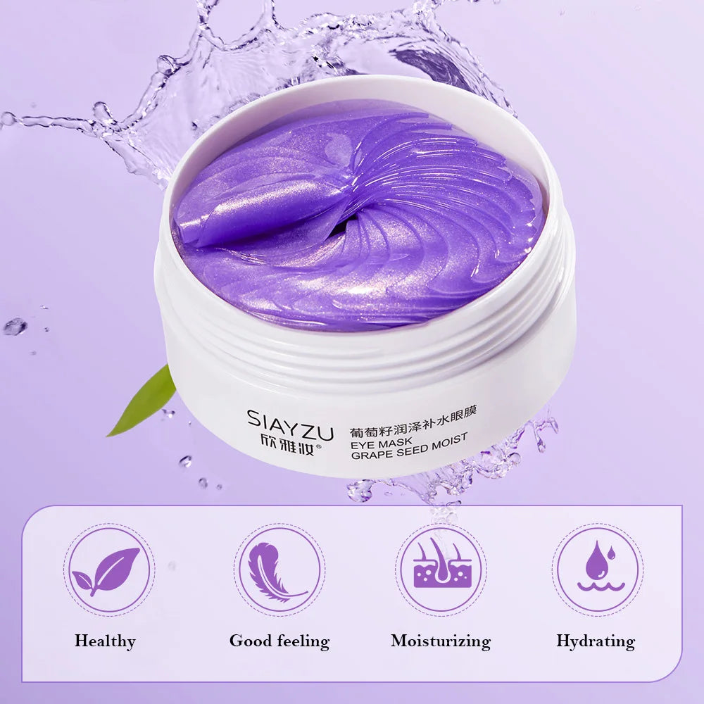 60Pcs Grape Seed Collagen Eye Mask – Moisturizing , Remove Dark Circler,, Puffiness, & Fine Lines