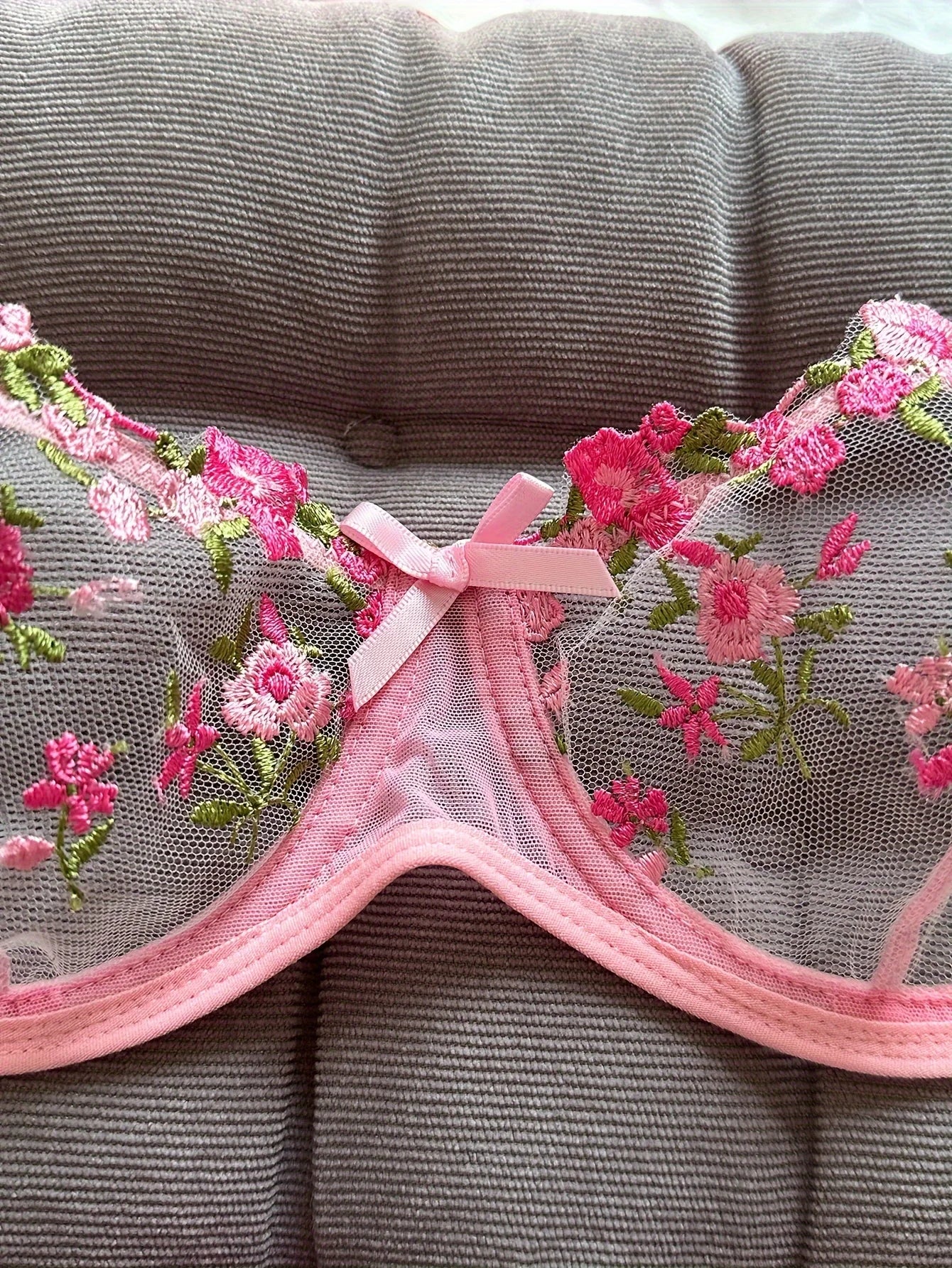 Dreamy Floral Embroidery Lingerie Set – See Through Bra & Panty Set