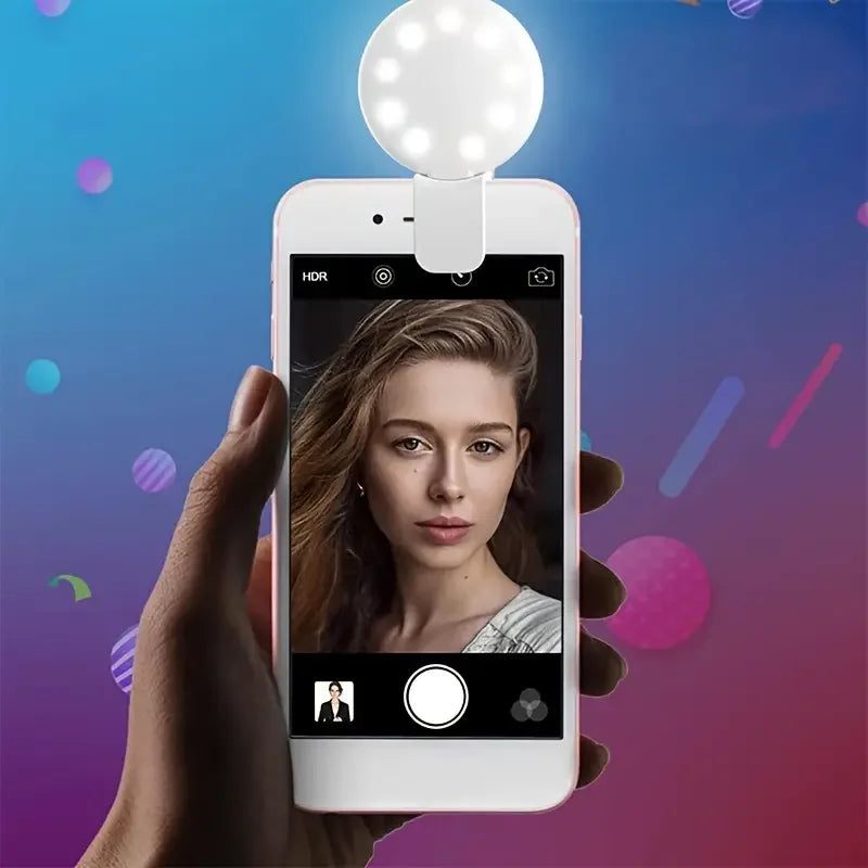 Mini Selfie Ring Light with Clip – 10 LED Beauty Flash for Perfect Shots