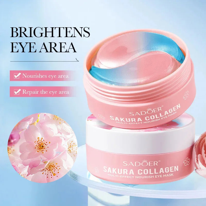 60pcs SADOER Sakura Collagen Eye Masks – Dark Circles, Puffiness & Eye Bags Removal
