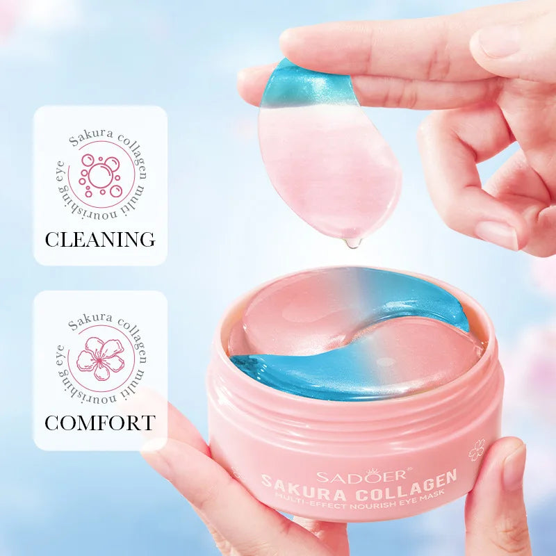 60pcs SADOER Sakura Collagen Eye Masks – Dark Circles, Puffiness & Eye Bags Removal