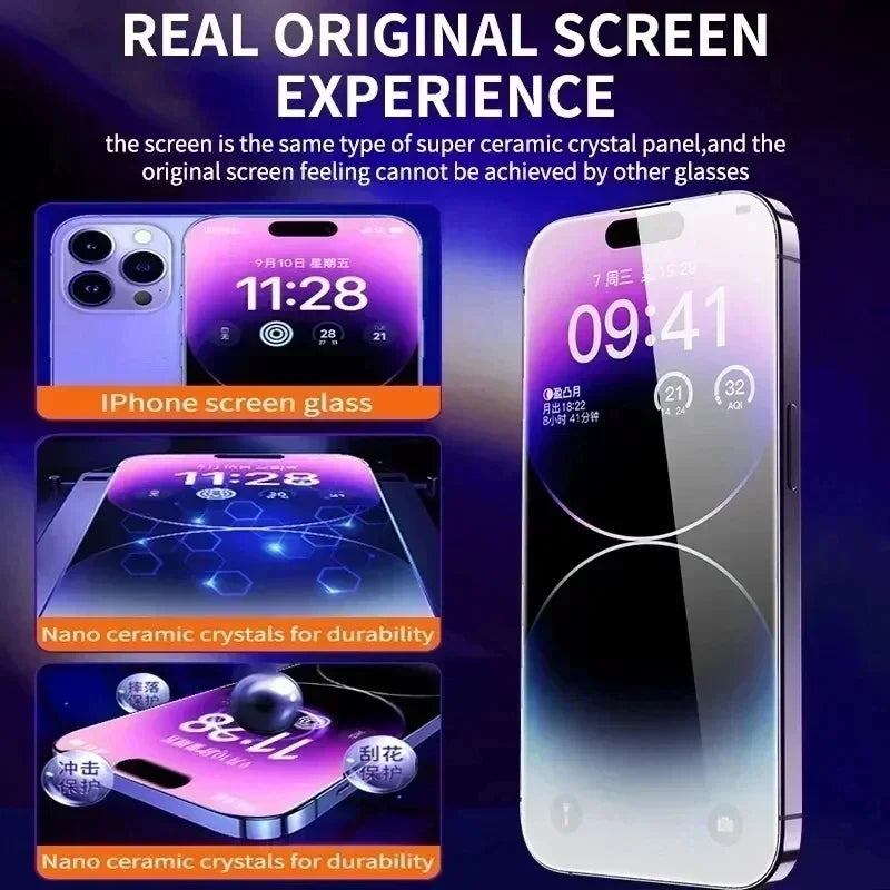 Oleophobic Coating Screen Protector for iPhone 16/15/14/13/12/11/X – No Bubbles, No Dust!