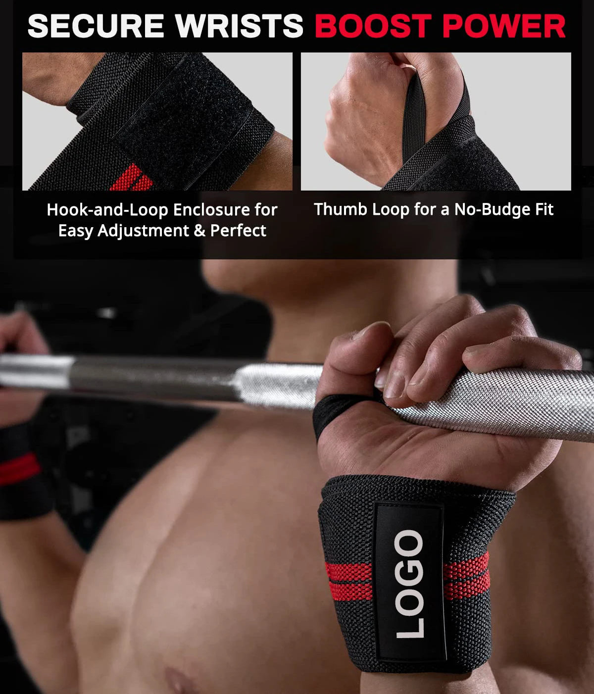 1 Pair Premium Wrist Support Brace Wraps – Extra Strength for Weightlifting & Gym Training