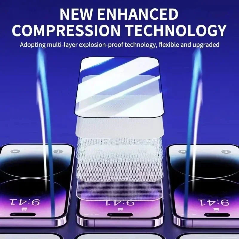 1Pc Dust-Free Oleophobic Screen Protector for iPhone 11/12/13/14/15/16 Pro Max Mini XS XR Glass