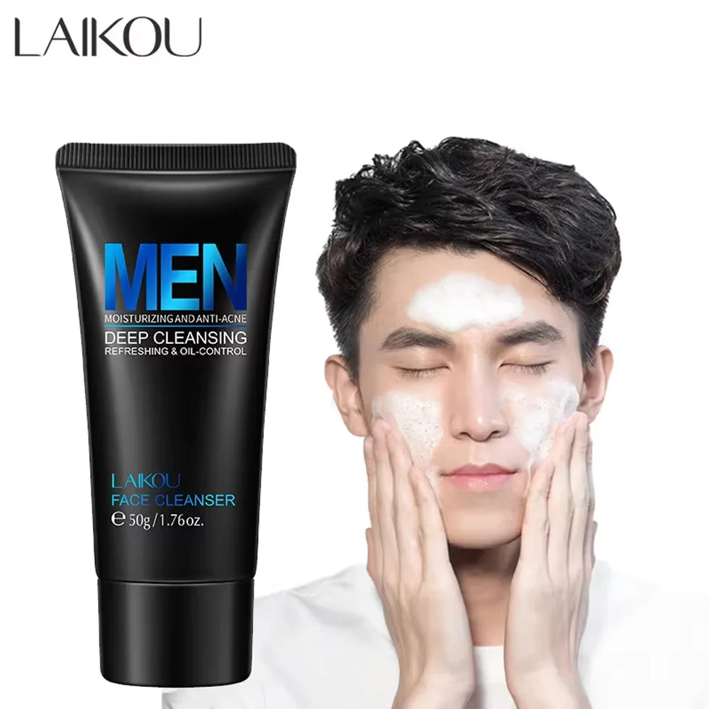 LAIKOU Men's Facial Cleanser – Moisturizing, Oil Control & Blackhead Removal