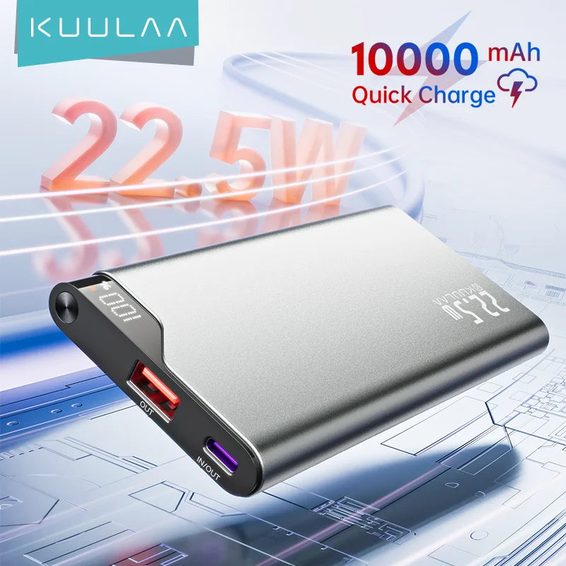 KUULAA 10000mAh 22.5W Fast Charging Power Bank – Compact & Powerful External Battery