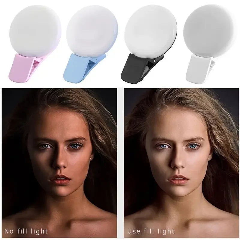 Mini Selfie Ring Light with Clip – 10 LED Beauty Flash for Perfect Shots