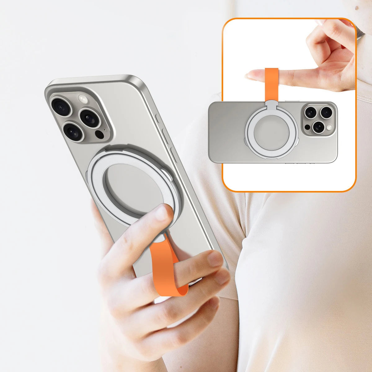 Universal Magnetic 360° Rotating MagSafe Ring Holder – Foldable Metal Phone Grip