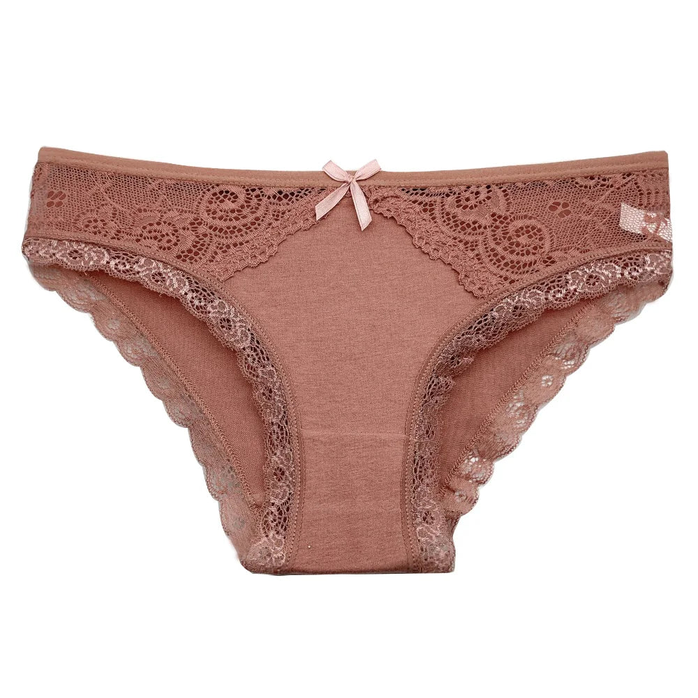 5PCS Set Stylish Lace Panty – Low Rise Cotton Briefs for Women