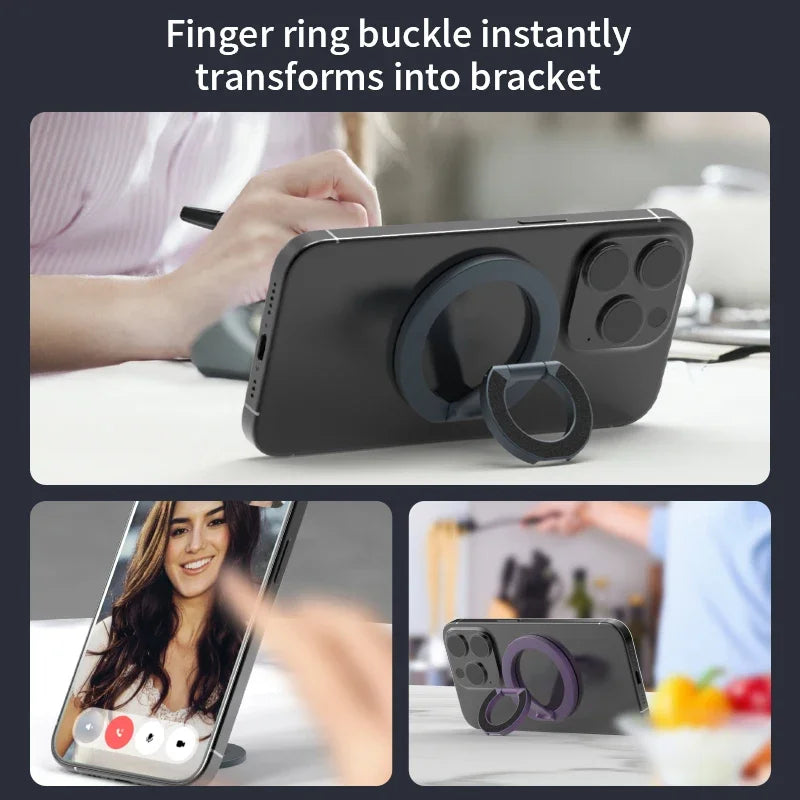 2-in-1 MagSafe Magnetic Phone Ring Holder & Stand – Foldable Grip for All Devices