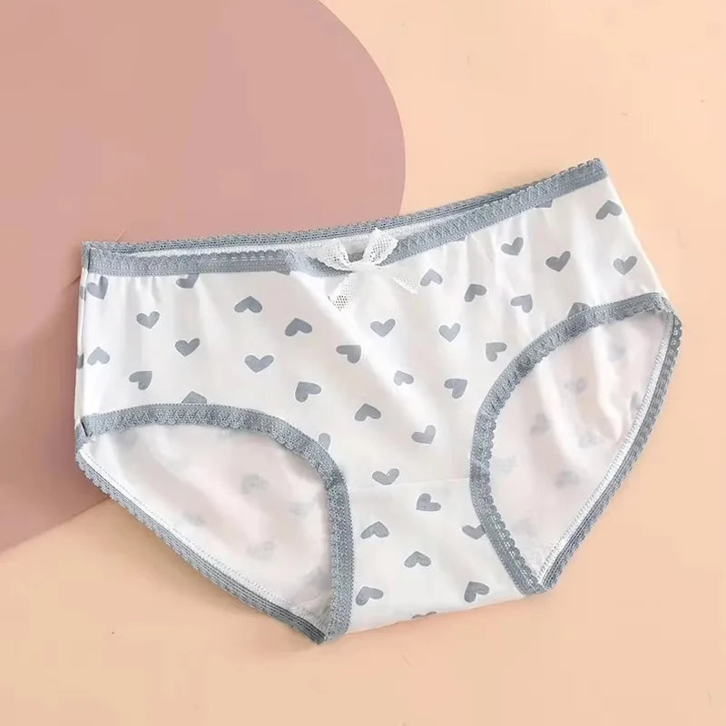 5PCS Set Heart Plaid Briefs Panty – Cute & Comfy Bow Detail Women’s Underwear