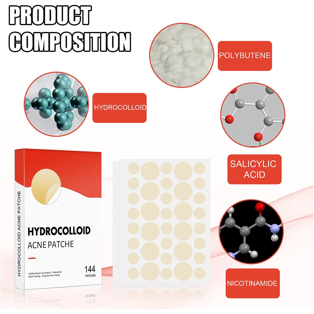 144PCS Invisible Hydrocolloid Acne Pimple Patch Set – Fast Healing Spot Stickers for Men & Women