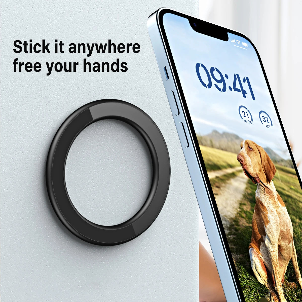 MagSafe Magnetic Phone Ring Wall Holder– Wall/Car Mount Stand for iPhone & Tablets