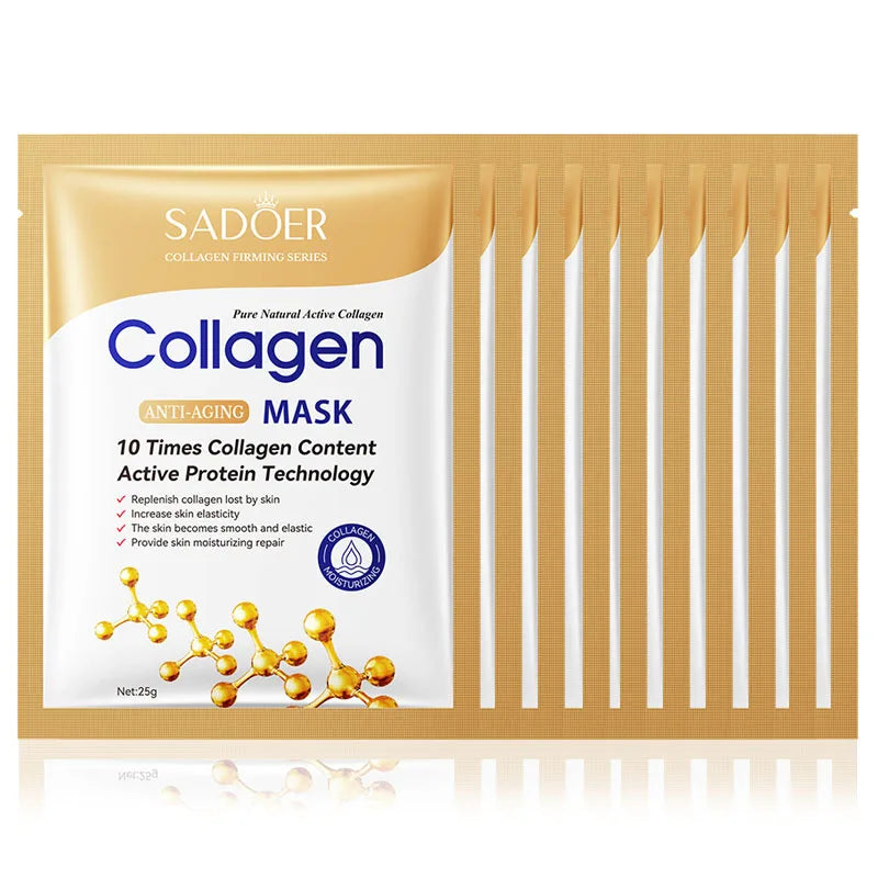 10pcs Anti-Wrinkle Collagen Face Masks – Hydrating & Firming Sheet Masks for Youthful Skin