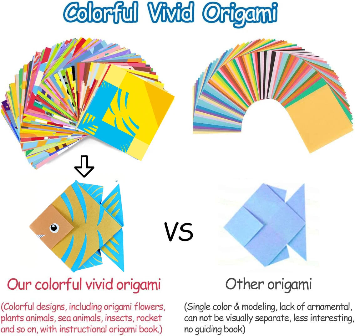 Origami Paper Craft Kit for Kids – DIY Paper Folding Set with Book & 30/96 Sheets