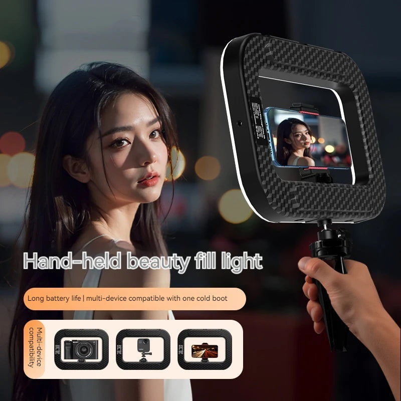 Portable Rabbit Cage Selfie LED Ring Light – Rechargeable Fill Light for Mobile & Live Streaming