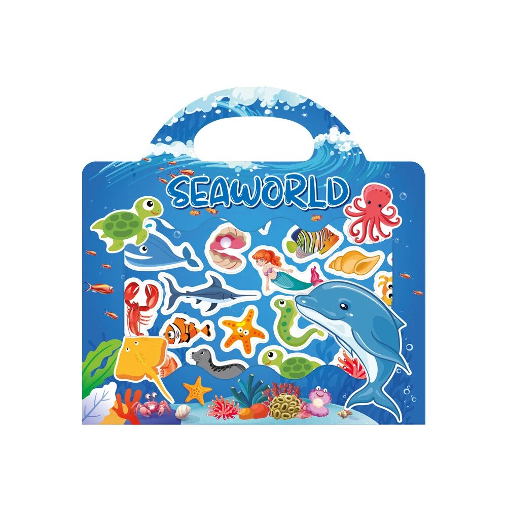 Reusable Sticker Book for Kids – Cute Cartoon Animals & DIY Puzzle Scenes