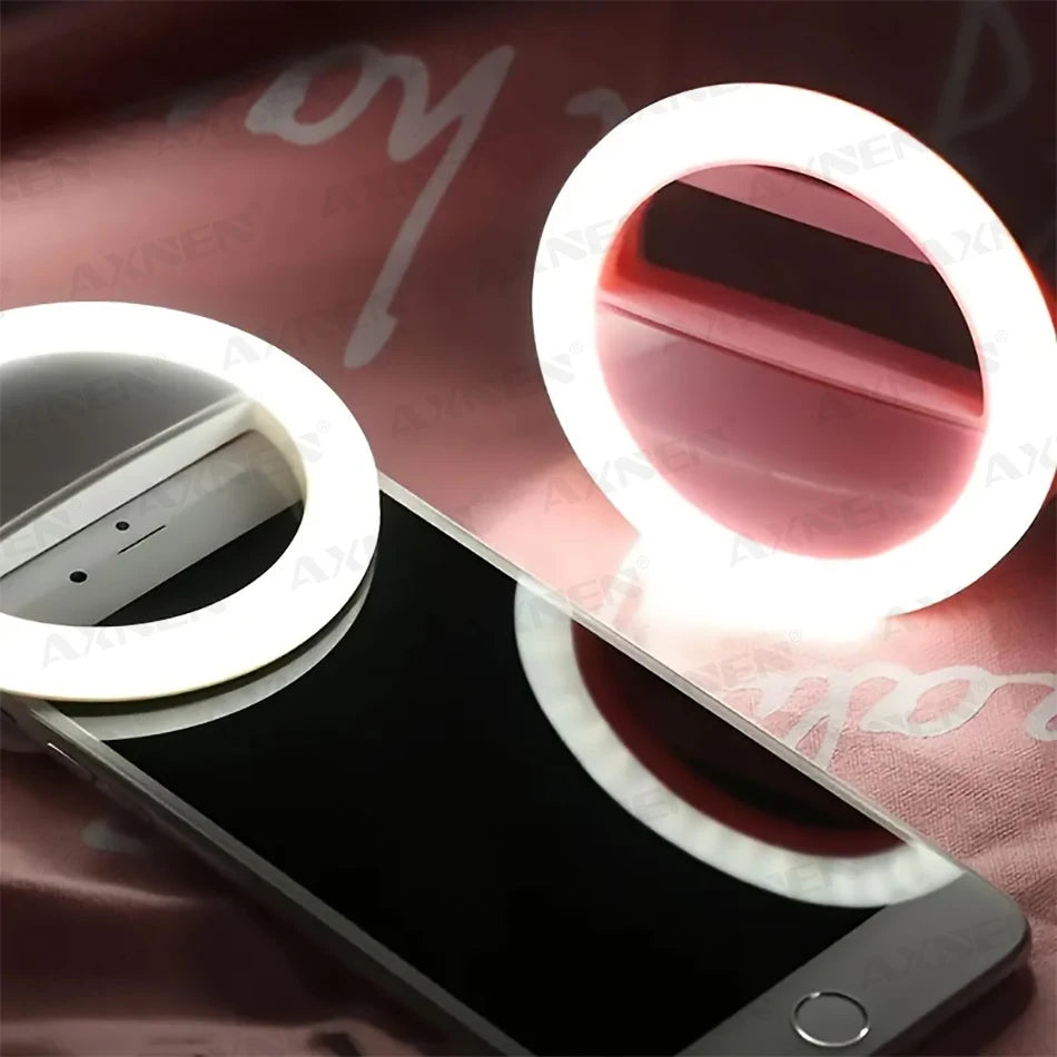 Mini LED Selfie Ring Light Clip – USB Rechargeable Fill Light for iPhone & Android