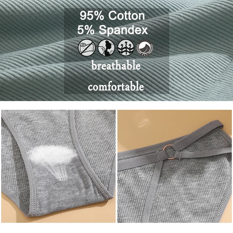 3PCS Set Women’s Cotton Panty – Low Rise Briefs with Button Design