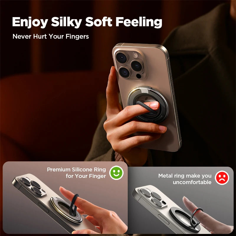 MagSafe Silicone Phone Ring Grip & Kickstand – Magnetic Holder for 4.7-7" Phones